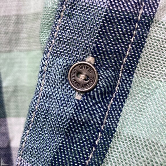 Tommy Bahama Mens Plaid Shirt XXL Cotton Short Sleeve Green Blue Button up - Picture 7 of 14